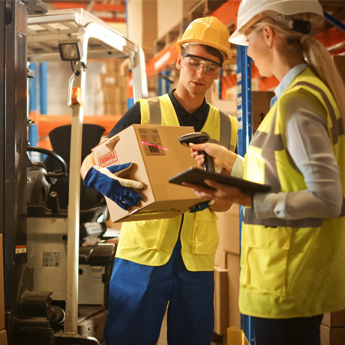 Person signing for a package