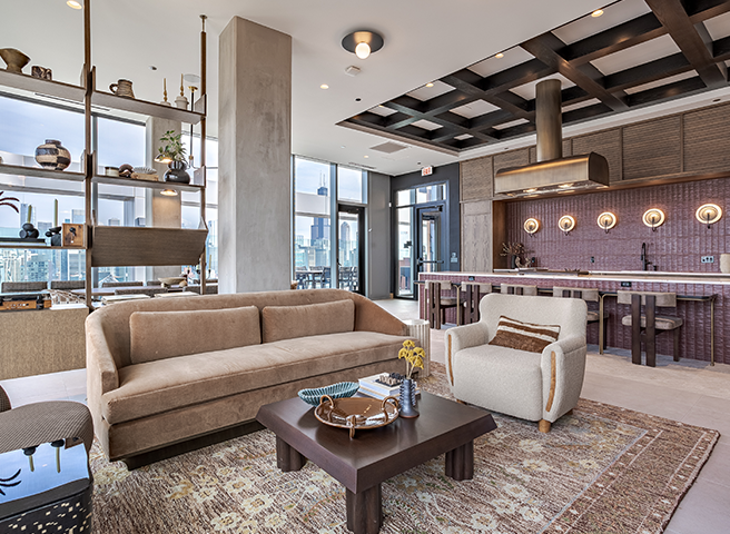 lobby with couch chair and bar