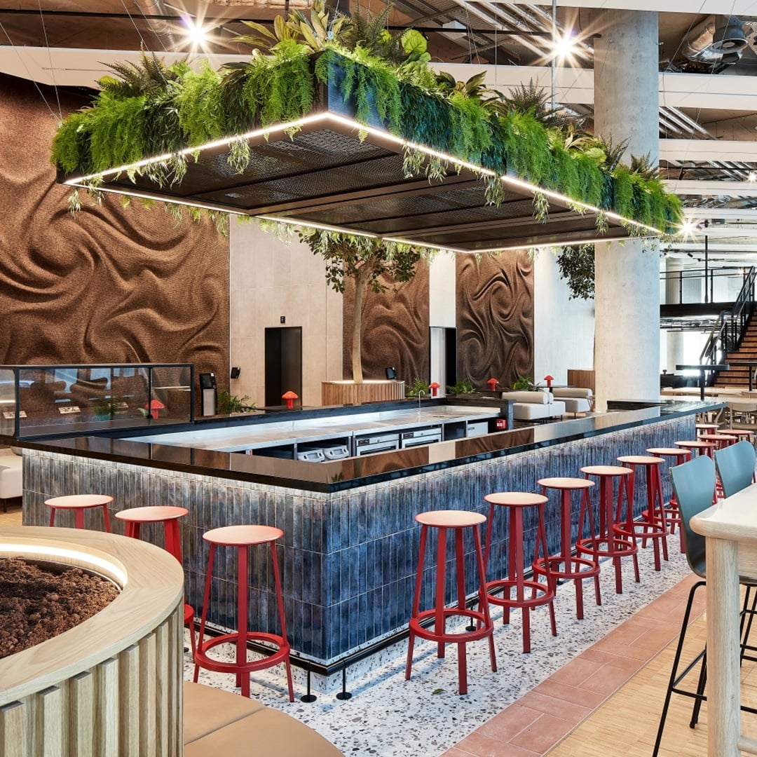 bar with greenery