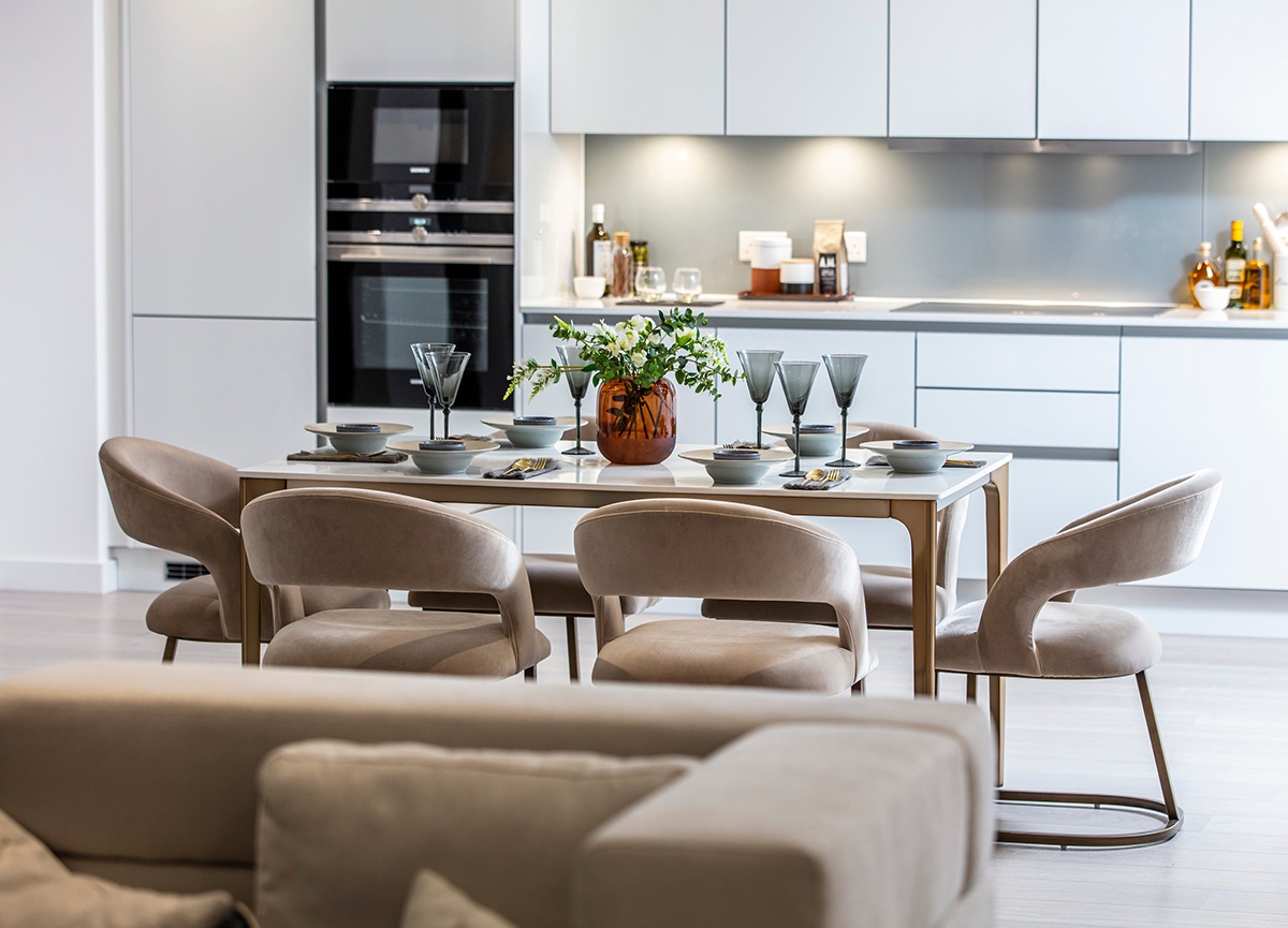Kitchen with dining room table