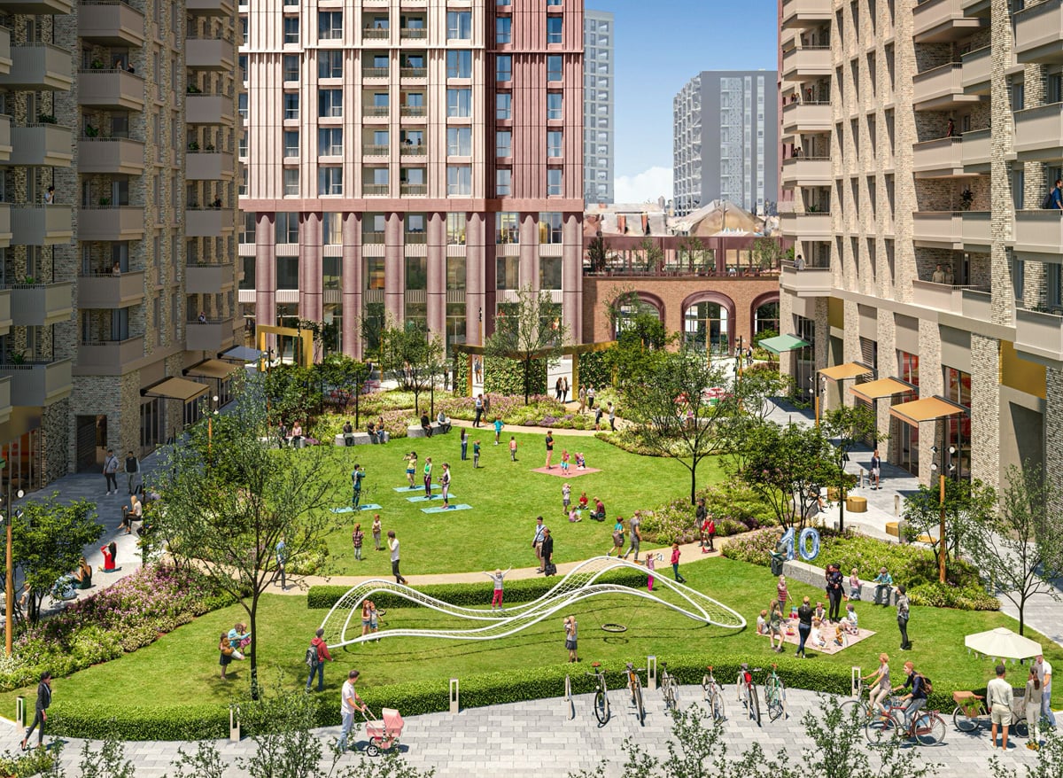 Rendering of courtyard area at Chapel Place in Ilford