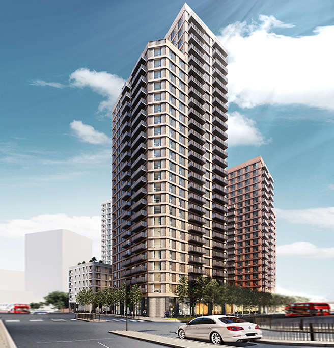 Exterior rendering of Alperton Bus Garage