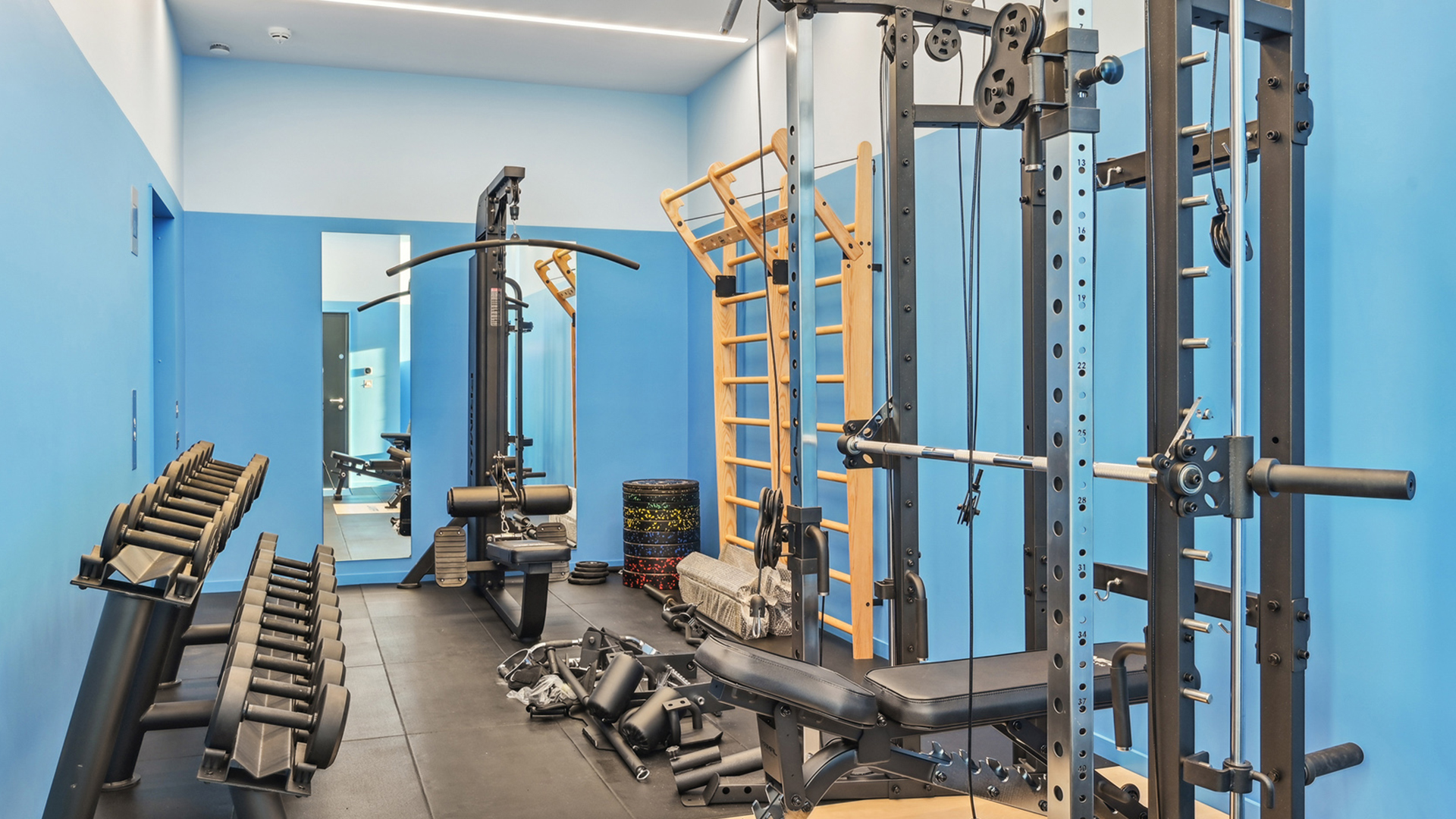 Interior photograph of gym.