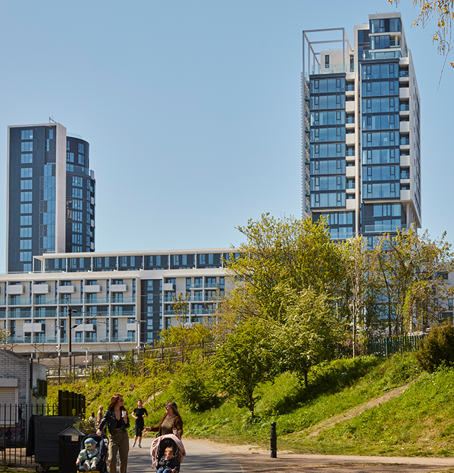 Exterior photograph of City North building.