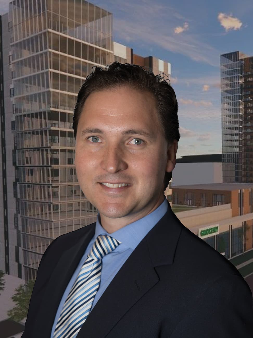 Michael Bratvold in front of the Star Phoenix redevelopment 