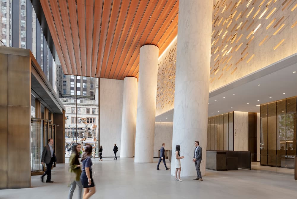 The lobby at One Vanderbilt, an office project by SLG Green and Hines.