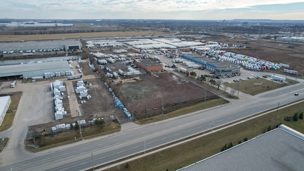 Aerial view of 10874 Steeles Avenue Halton Hills, ON