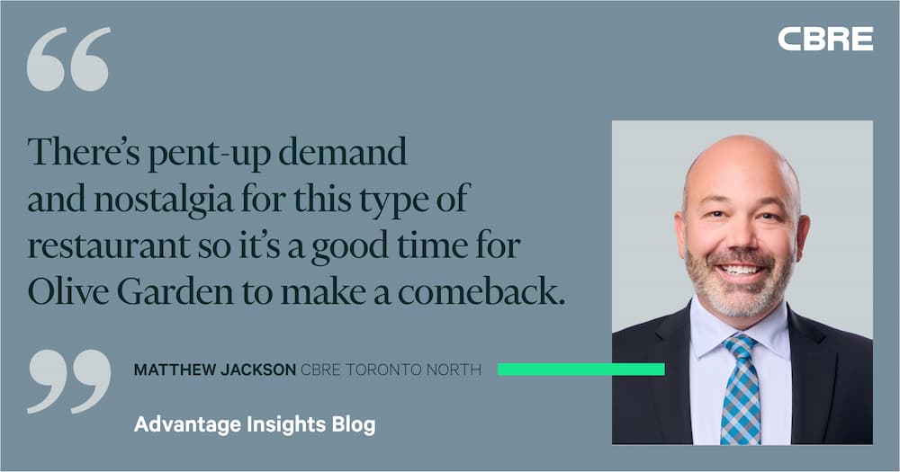 There's pent up demand and nostalgia for this type of restaurant so it's a good time for Olive Garden to make a comeback. - Matthew Jackson