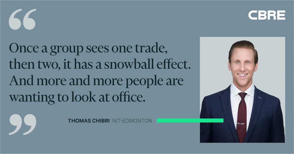Once a group sees one trade then two, it has a snowball effect. And more and more people are wanting to look at office. - Thomas Chibri