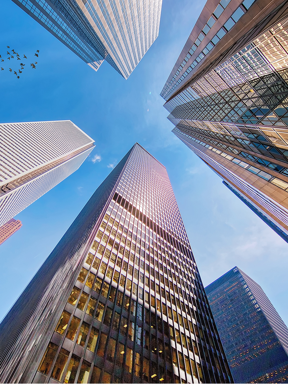 Up view of Toronto skyscrapers