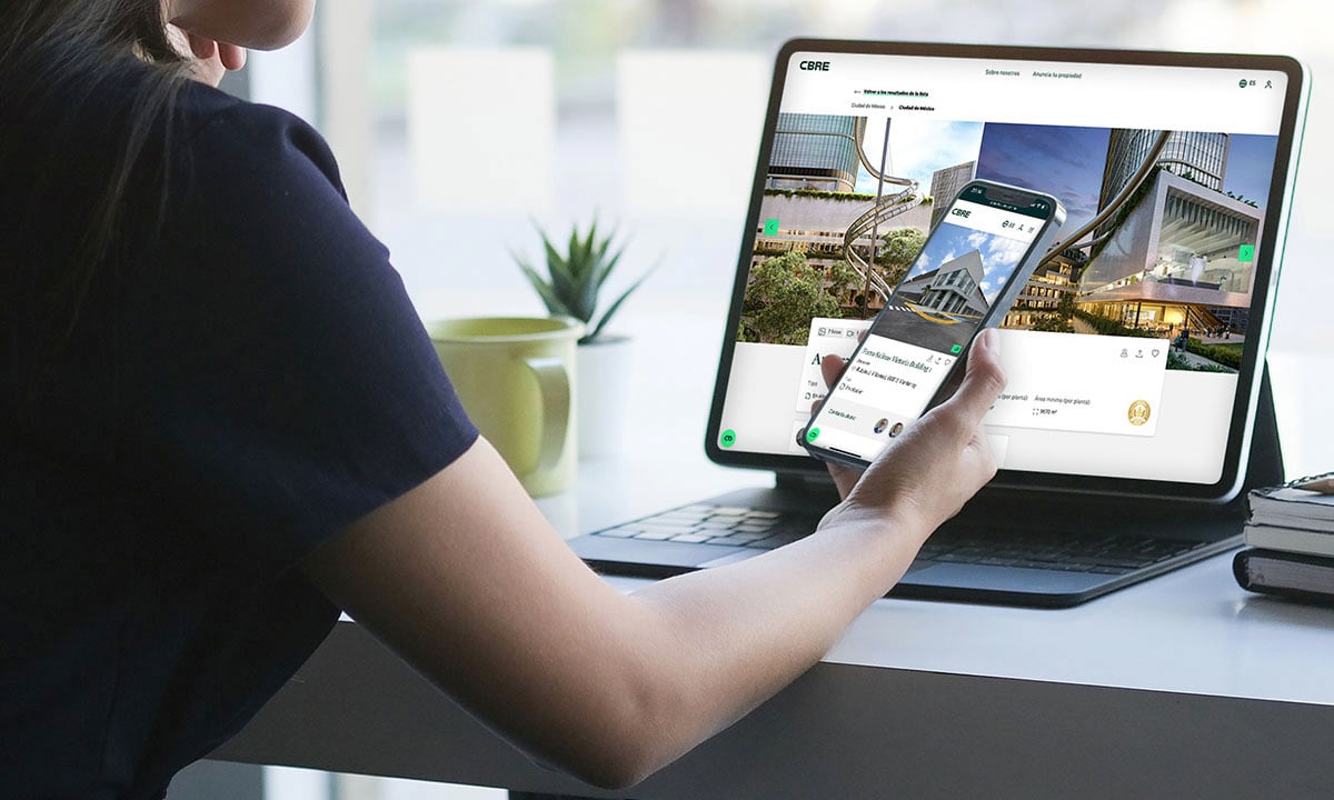 person using a computer to look for properties