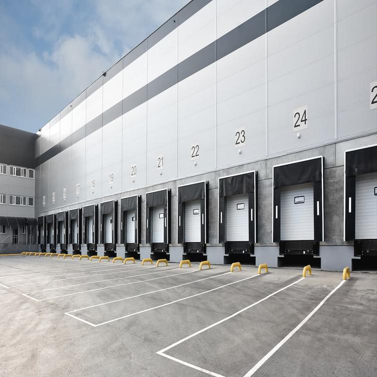 A loading dock of a logistics hall