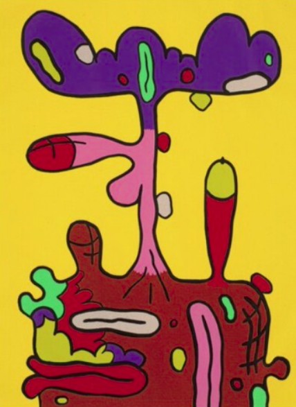 Carroll Dunham (f. 1949) Nine Color Reduction Print, 1993