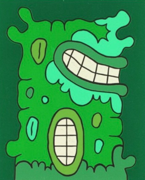 Carroll Dunham (f. 1949) First Green Reduction Print (With teeth), 
