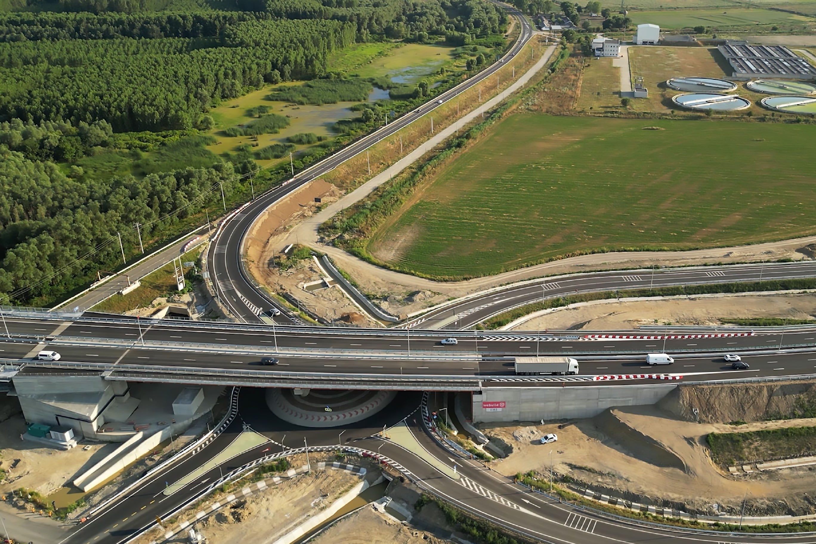 overhead shot of romanian highway