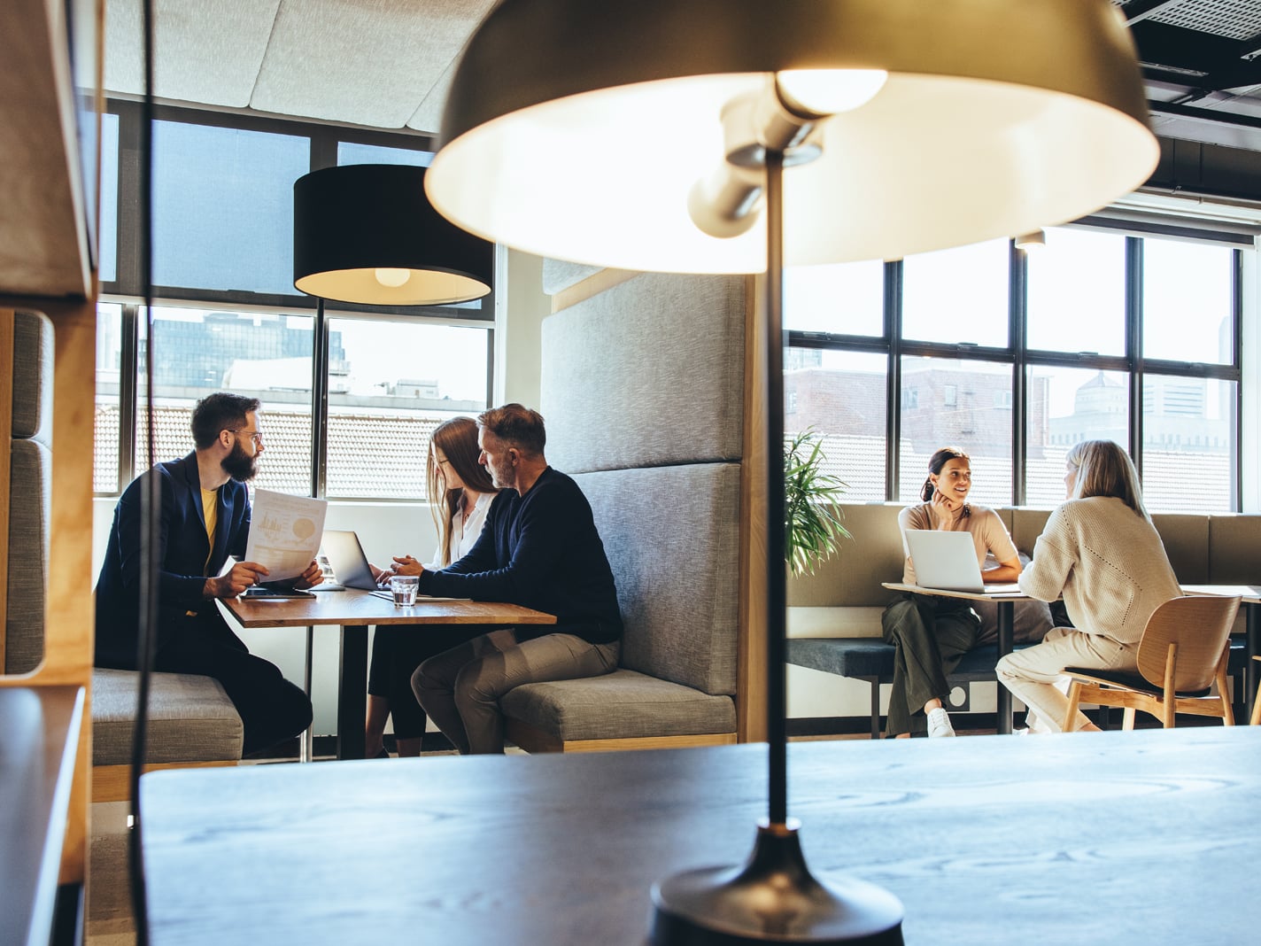 Business people working in a modern co-working space