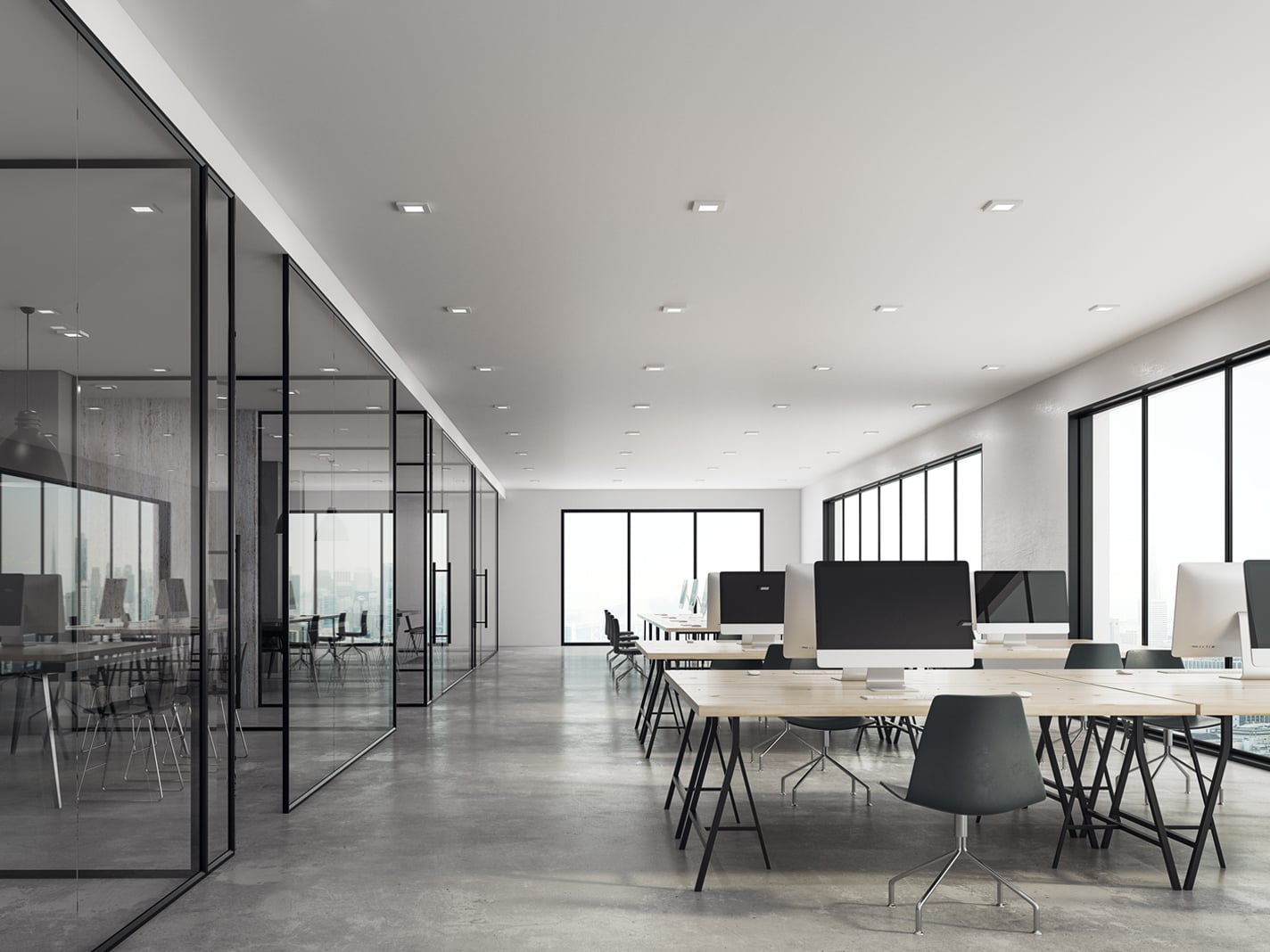 Bright coworking office interior 