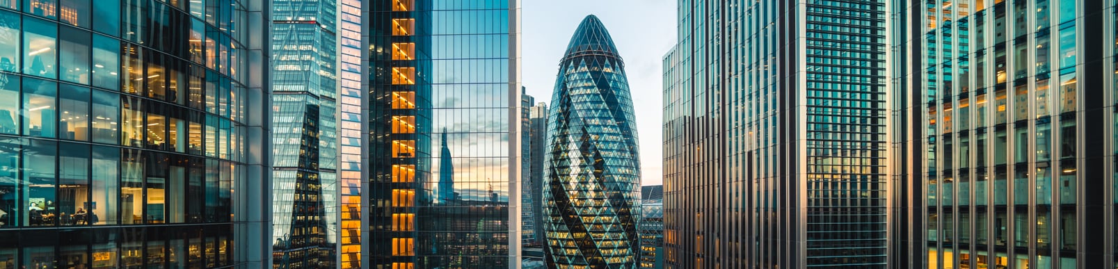 The City of London cityscape with the Gherkin building