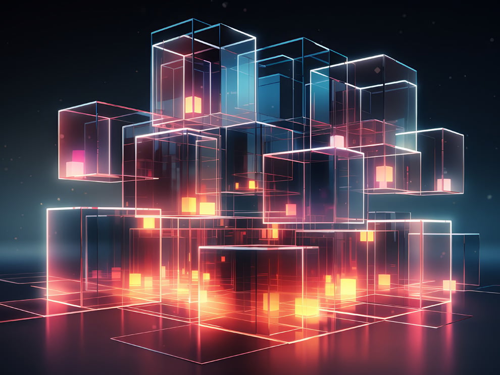 Minimalist 3D squares building