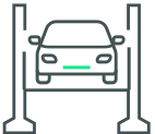 car being lifted with machinery