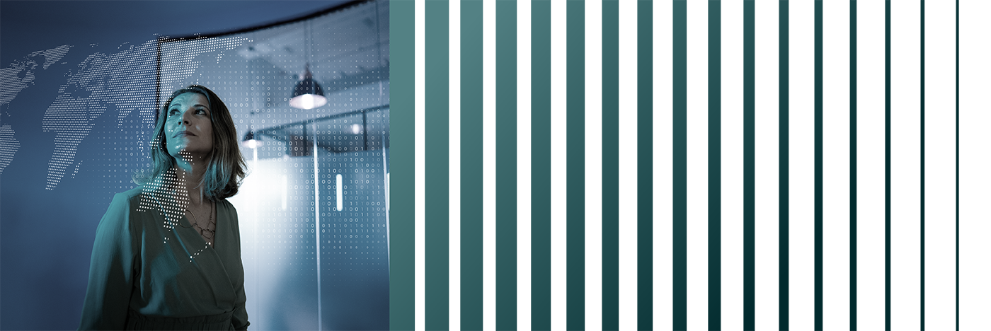 A woman standing in a conference room