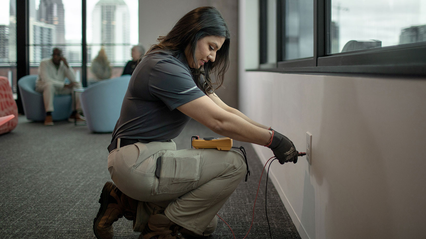 Person checking voltage