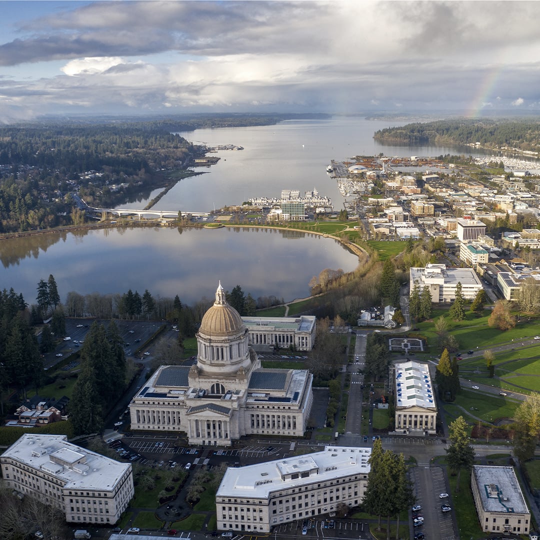 overhead view of government buildings