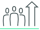 CBRE change management icon showing three people with an upward arrow, representing employee readiness