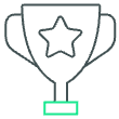 Line icon of a trophy with a star representing workplace strategies that improve talent attraction