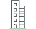 Office building icon representing CBRE CAD drawing and space data management for corporate real estate portfolios