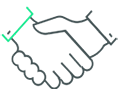 Handshake icon representing CBRE partnering with clients at every step of real estate technology implementation