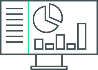 Dashboard with charts and gauges icon representing CBRE integrated real-time monitoring of temperature and humidity for compliance-ready cold storage.