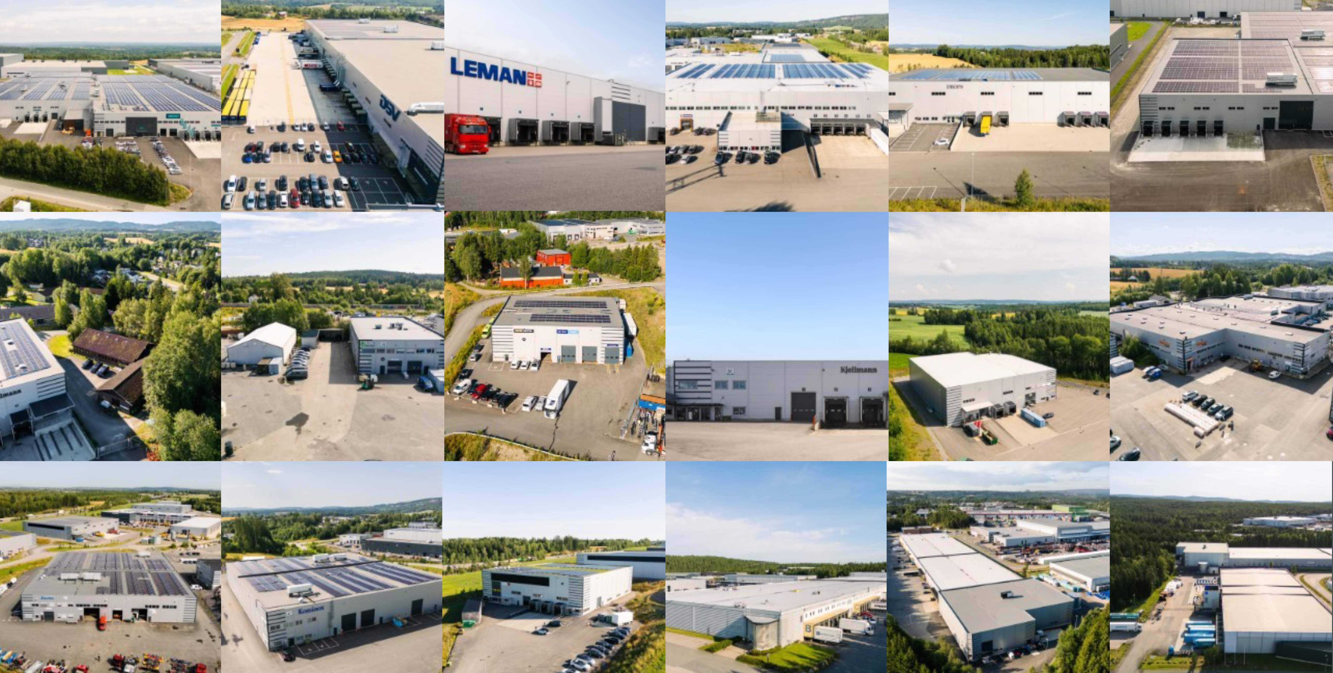 bildekollasje av 14 logistikkeiendommer