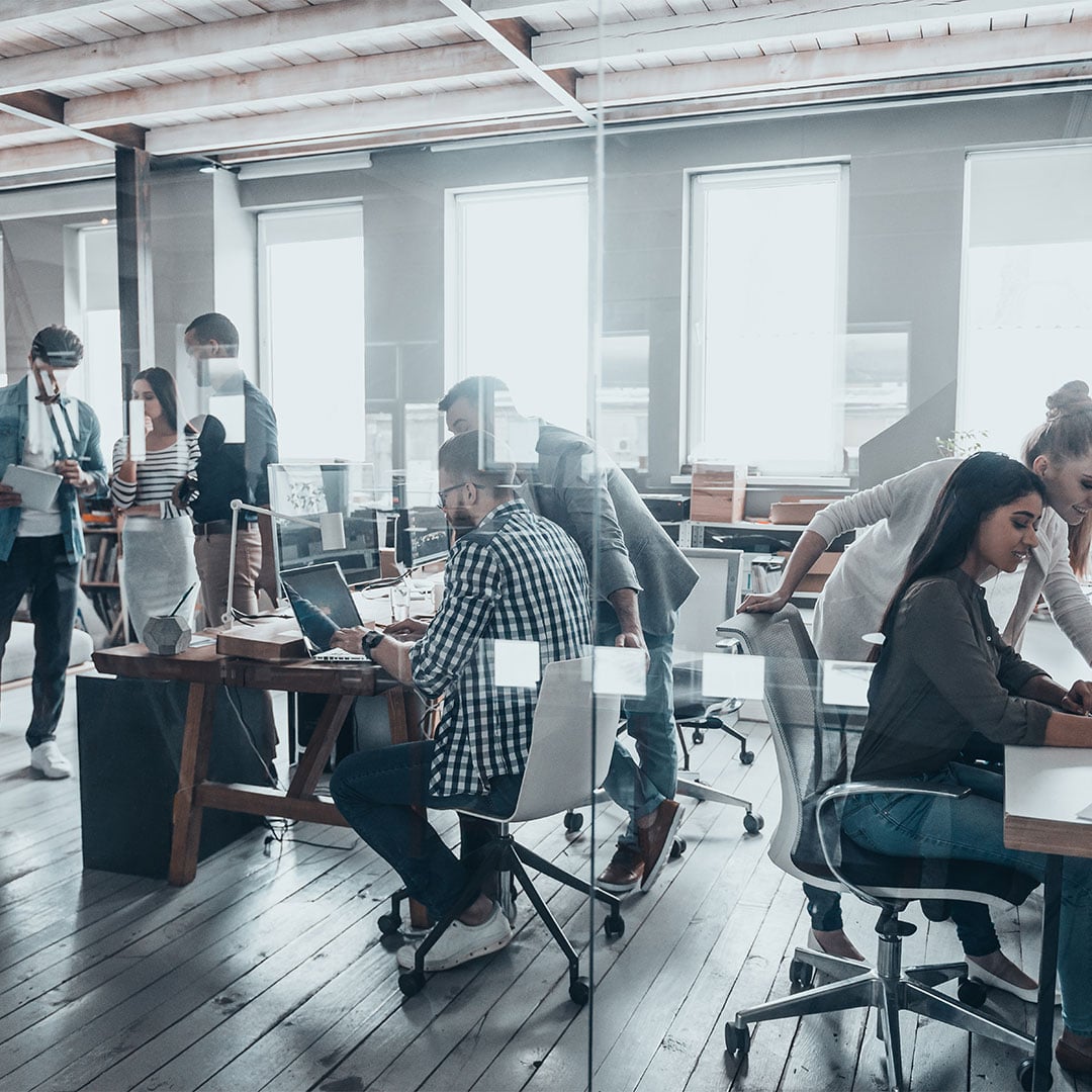 People working in an office setting