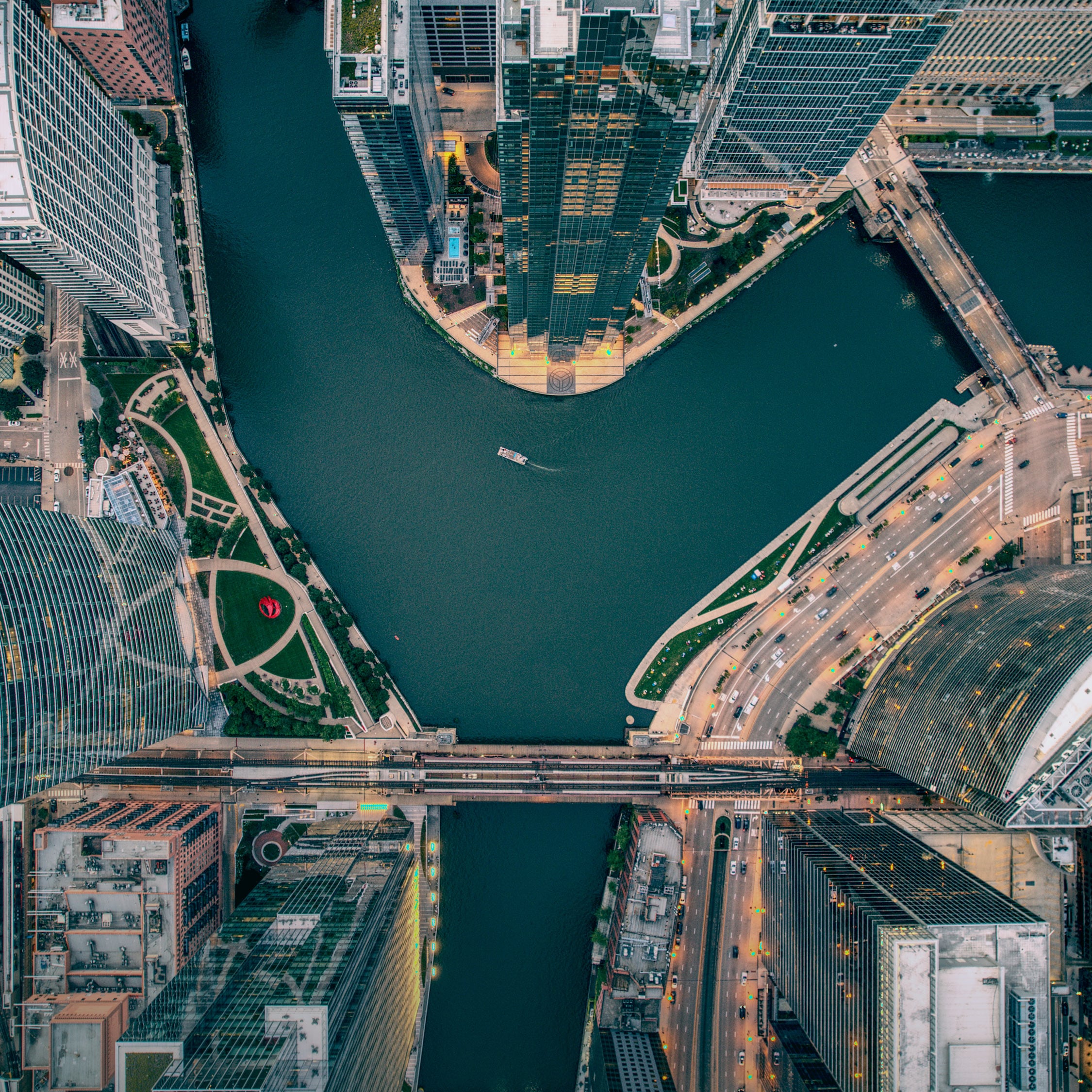 Overhead view of Chicago Downtown