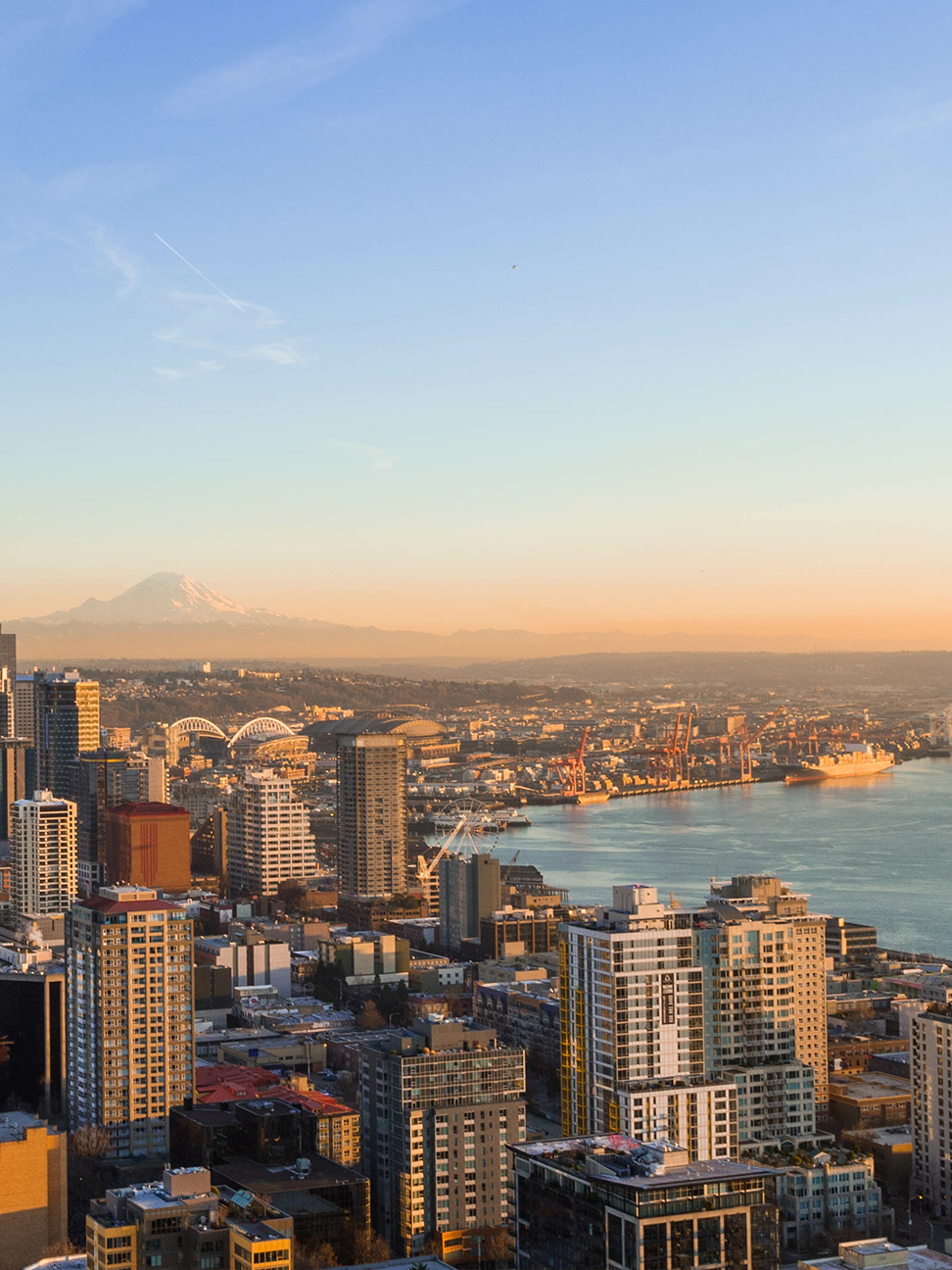 View of the Seattle skyline and the sound