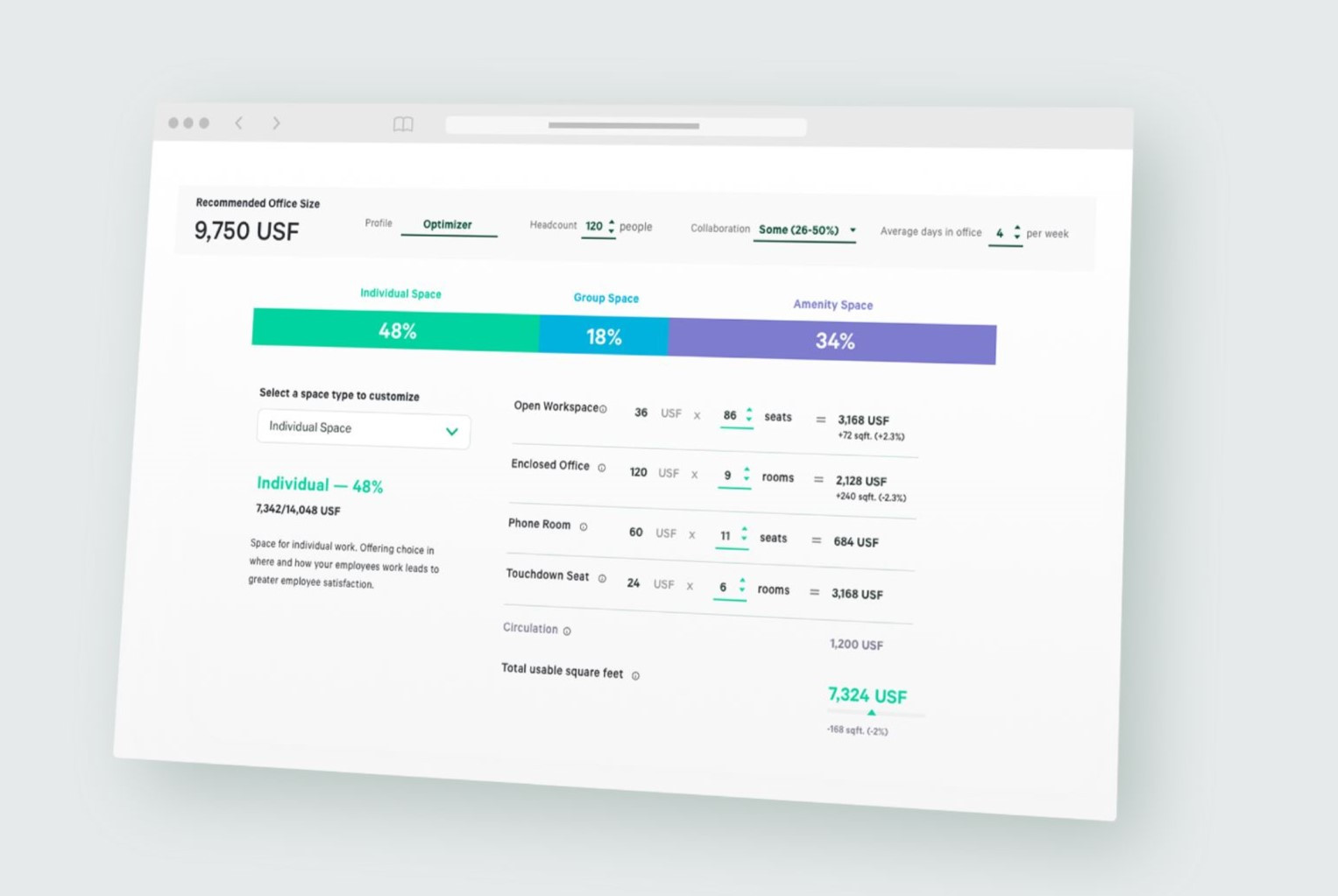 Een visualisatie van een browserscherm met daarop een gratis online tool. De visualisatie is gekanteld en heeft een schaduw waardoor het driedimensionale weergave lijkt.