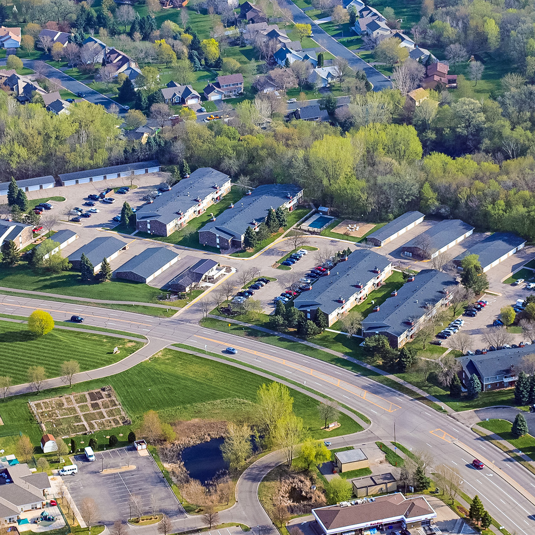 Aerial view of apartment complex