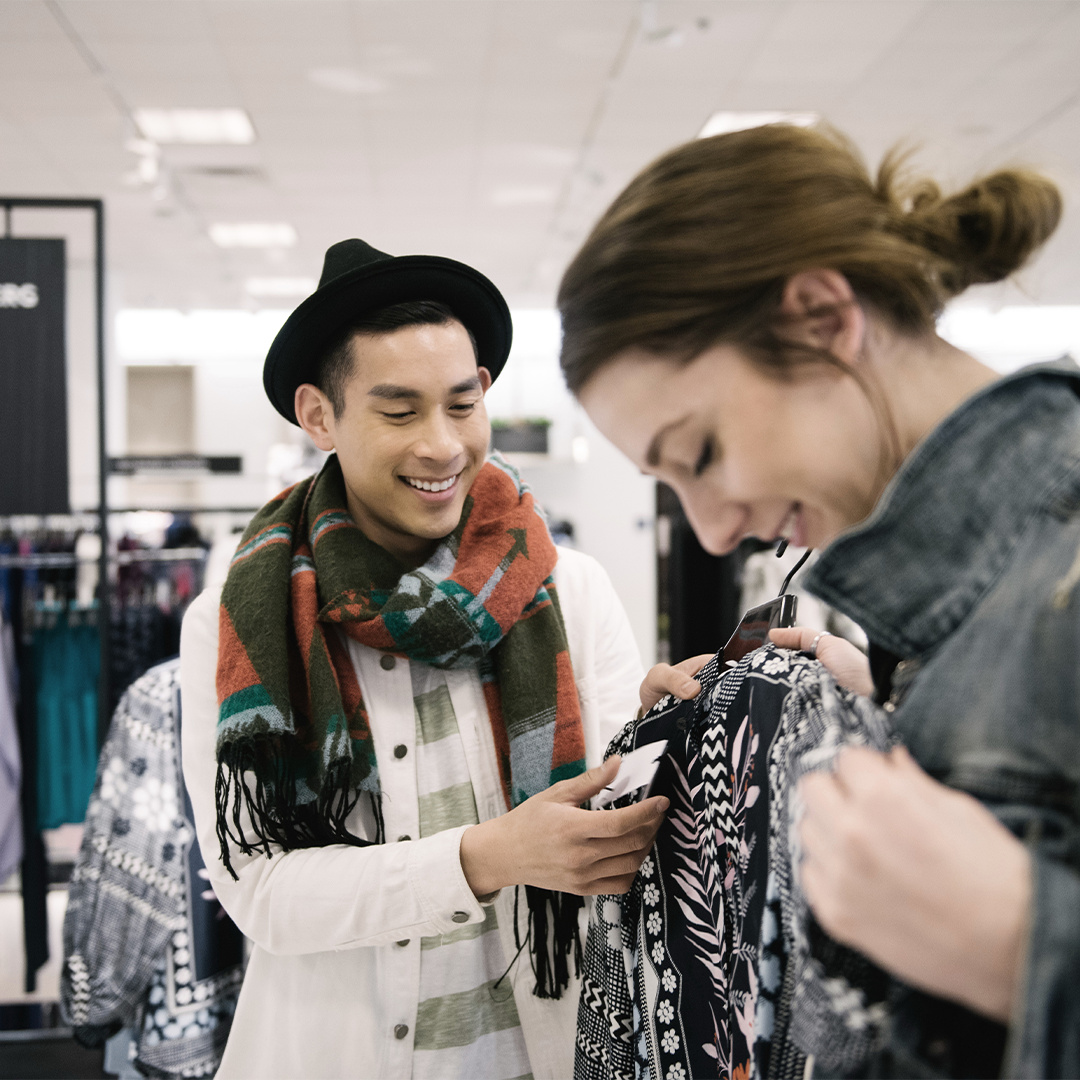 A couple in clothing store