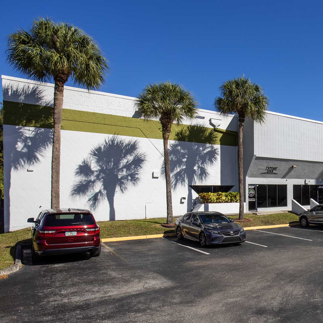 Exterior of Industrial buidling, green and white