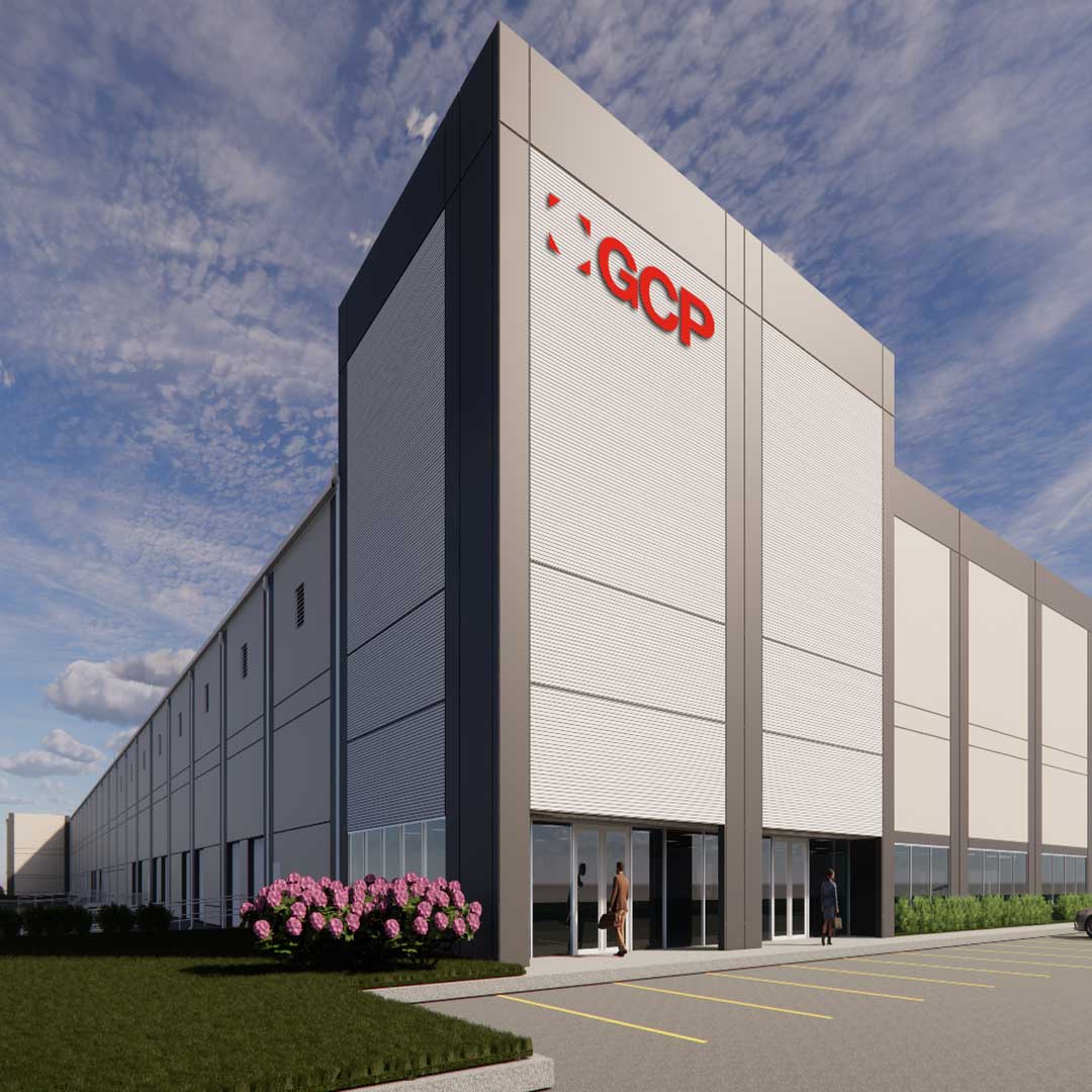 Exterior of rendering of GCP industrial building