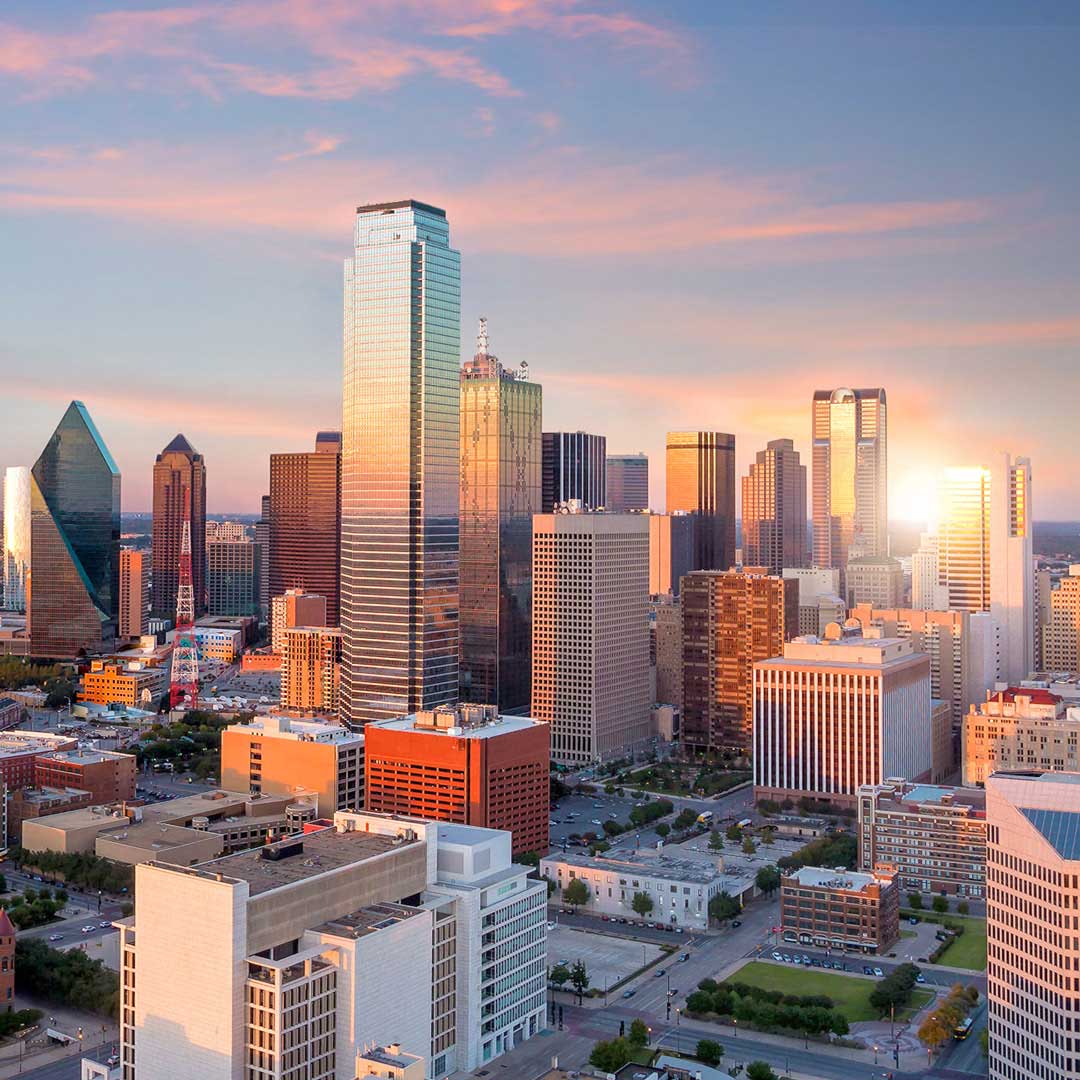 Aerial image of the Dallas skyline