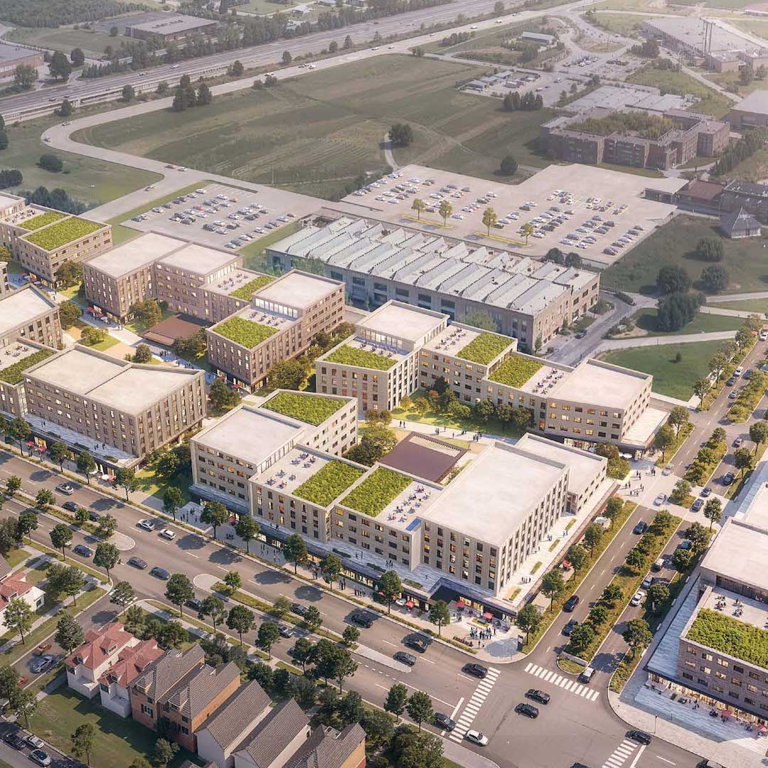 Arial rendering of University Village 95