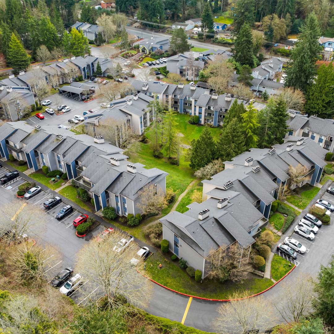 Aerial of Brackett Apartments.