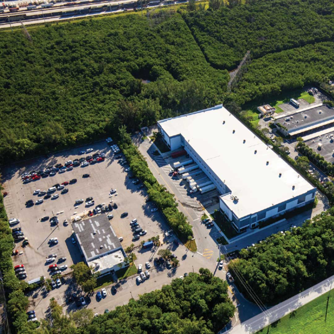 Aerial view of warehouse in Broward County, Florida