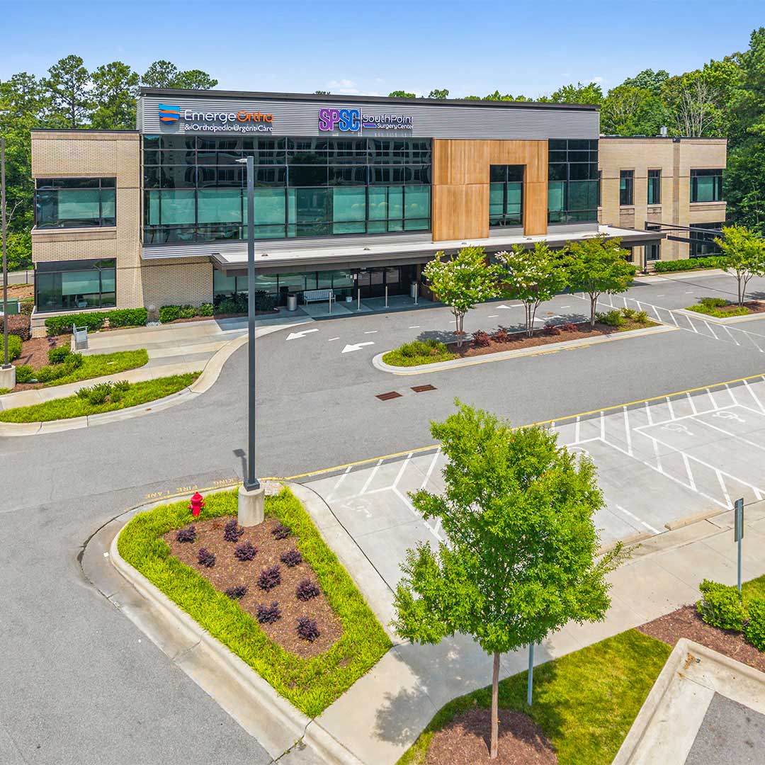 Exterior of medical office building, EmergeOrtho, in Raleigh-Durham