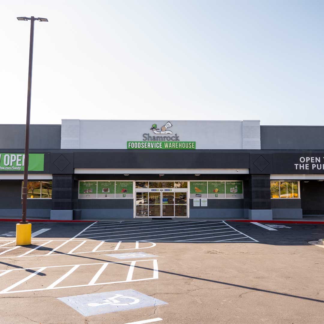 Exterior of Shamrock Foodservice Warehouse retail store