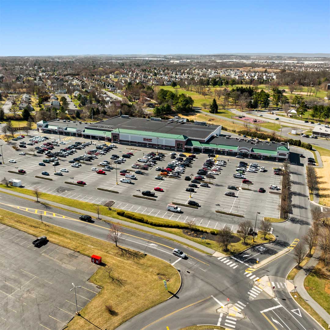 A large shopping center on a sunny day
