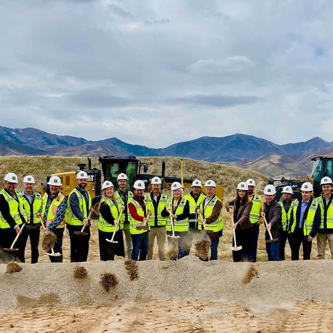 People with shovels at groundbreaking on on 5400 Commerce Center
