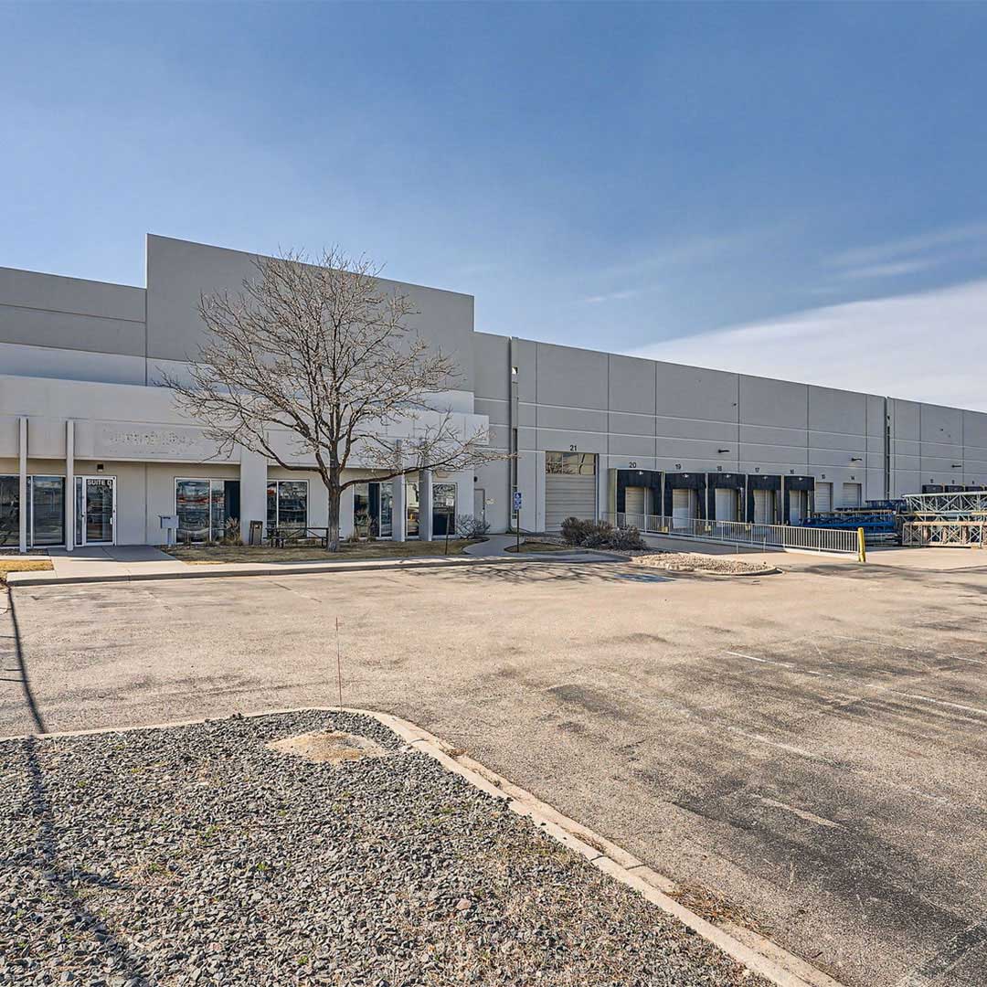 Exterior of building within the Denver Business Center, an industrial park in the Central Denver submarket